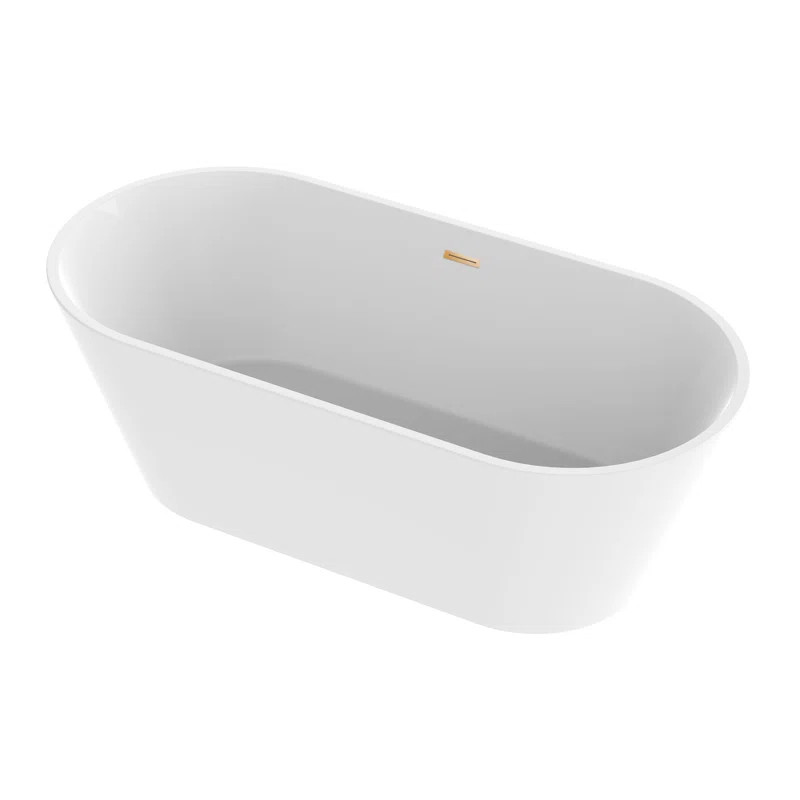 VA6815-NLW-TG 67'' x 32'' Freestanding Soaking Acrylic Bathtub | Wayfair North America