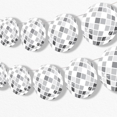 Big Dot of Happiness Disco Ball Garland Banner, 1970s Groovy Hippie Party Decorations, Retro Party Banner, 30 Feet of Cord, 15 Double-Sided Silver | Target