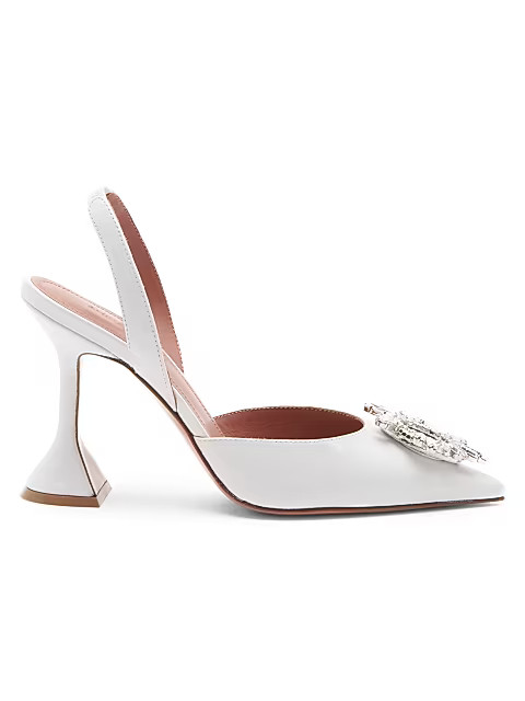 Amina Muaddi Begum Embellished Satin Slingback Pumps | Saks Fifth Avenue