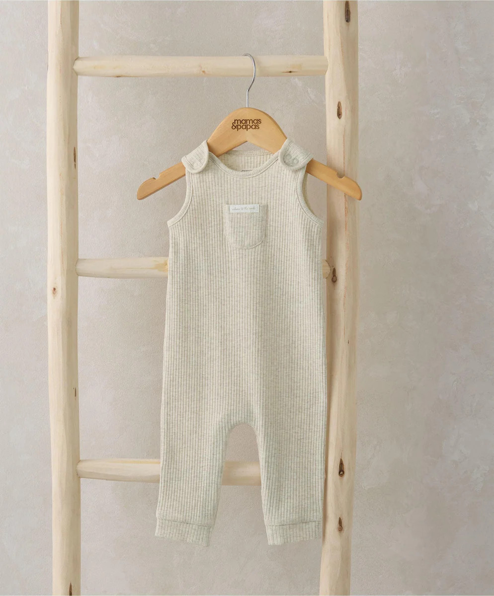 Organic Ribbed Romper - Oatmeal | Mamas & Papas