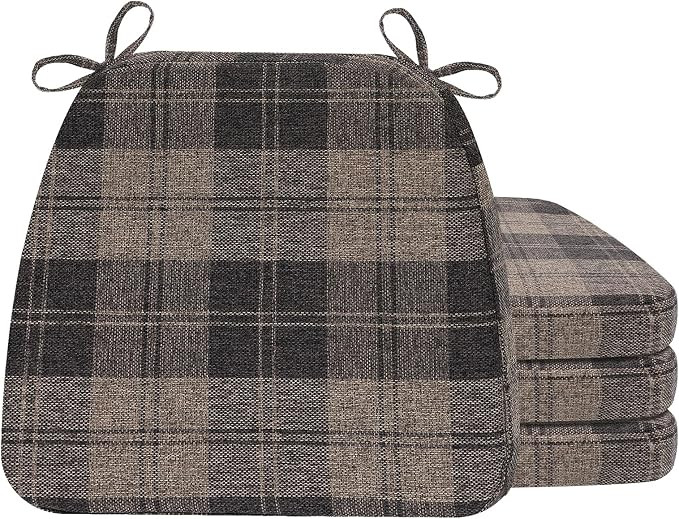 AAAAAcessories D-Shaped Chair Cushions, 2" Thick Dining Chair Pads with Ties and Removable, Machi... | Amazon (US)