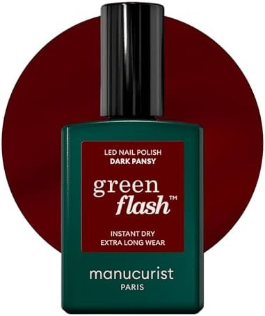Manucurist Green Flash LED Dark Pansy Red Gel Nail Polish - Vegan, 12-Free, Plant-Based - Strengt... | Amazon (US)