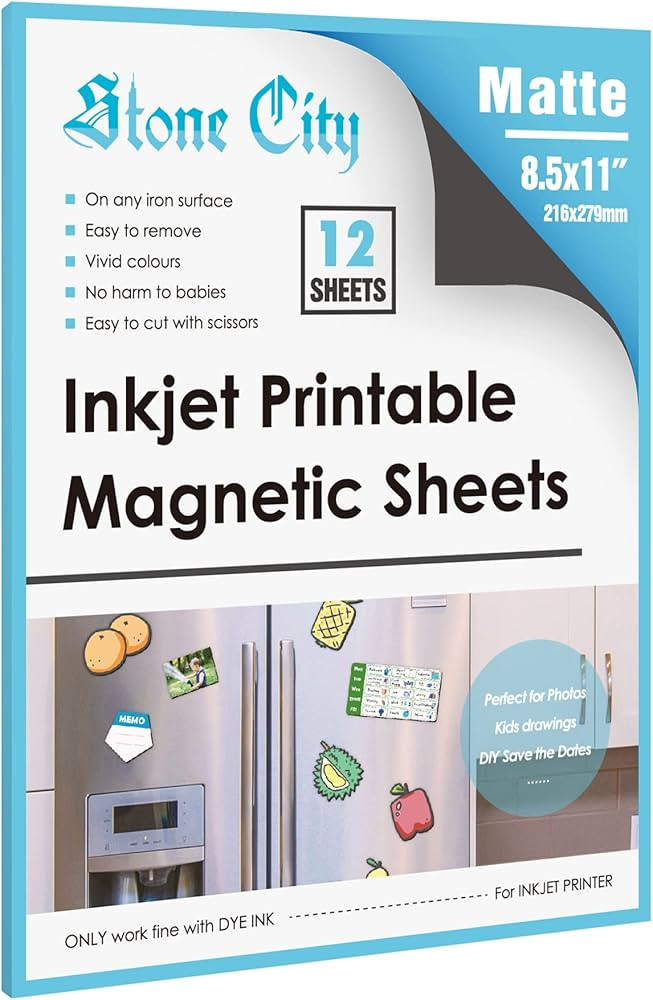 Amazon.com : Stone City Printable Magnetic Sheets 8.5x11 Inch, 12 Sheets Matte Magnet Paper Sheet... | Amazon (US)