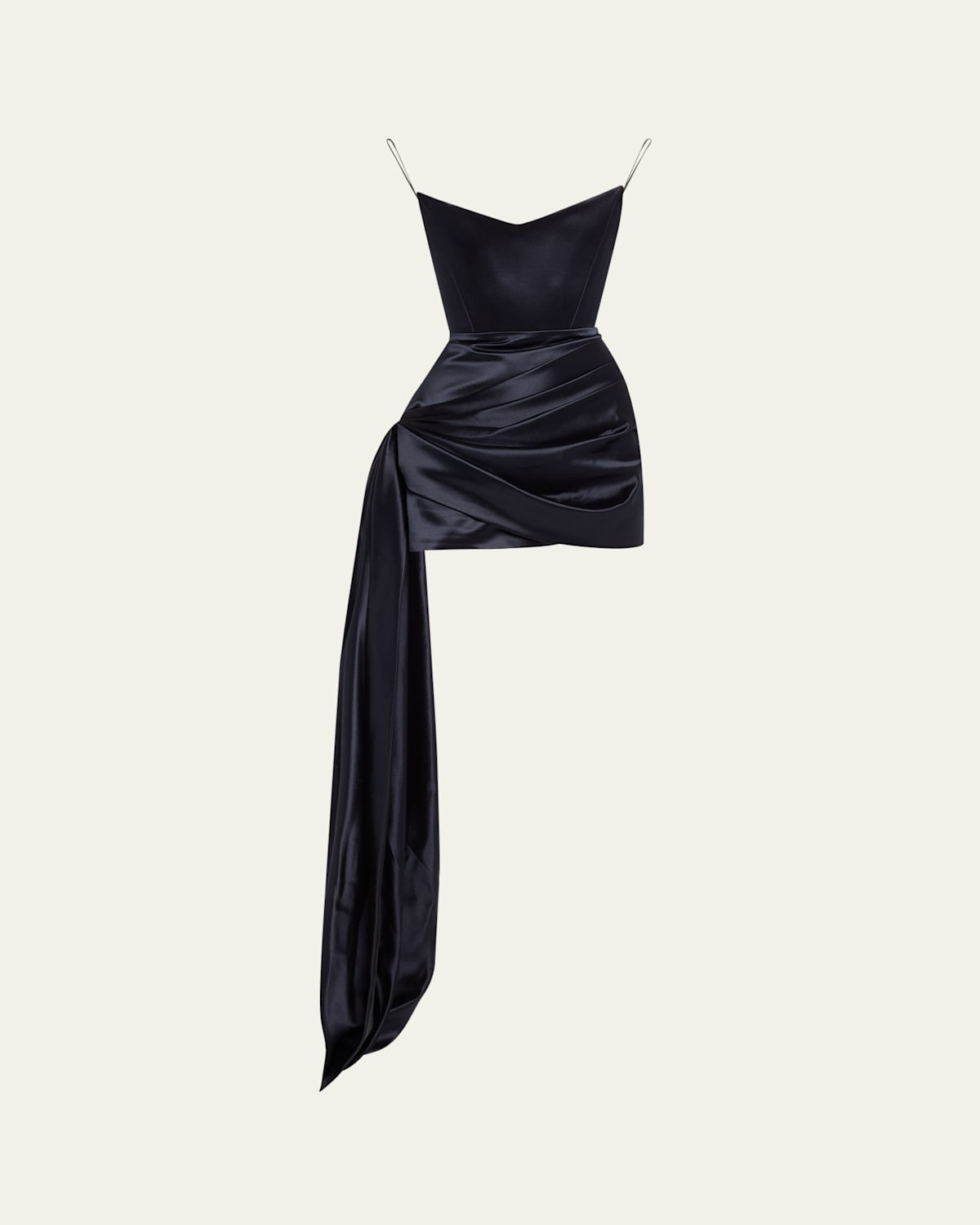 Strapless Corset Satin Mini Dress with Draped Panel | Bergdorf Goodman
