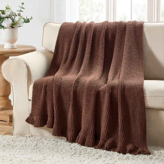 My Texas House Brown 60" x 70" Rib Knit Ruffle Throw Blanket | Walmart (US)