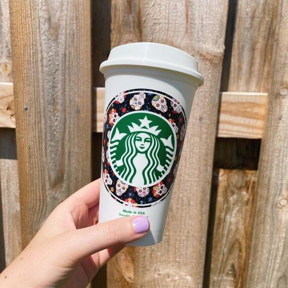 Day of the Dead Skulls, Dia de Los Muertos, Halloween Personalized Starbucks Cup, It's Fall Yall,... | Etsy (US)