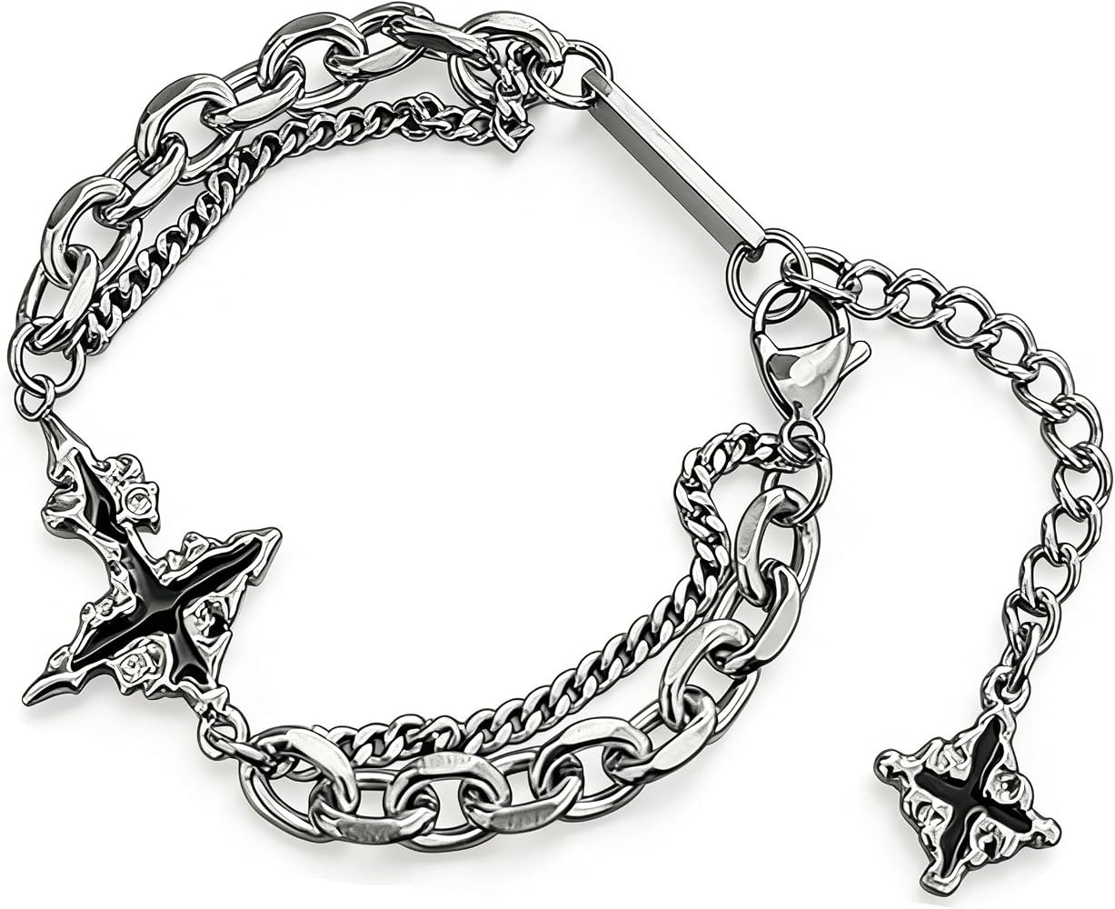 Dissolved Dark Cross Bracelet for Men - Silver Mens Cross Bracelet, Christian Religious Bracelets for Daily, Party & Vacation | Amazon (US)