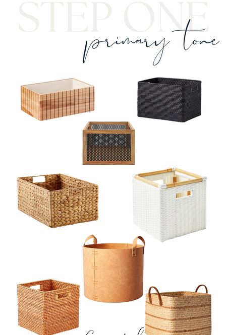 PANTRY GUIDE STEP ONE - PRIMARY TONE: Choose one color tone to use for floor baskets and large category baskets 

#LTKfamily #LTKhome #LTKstyletip