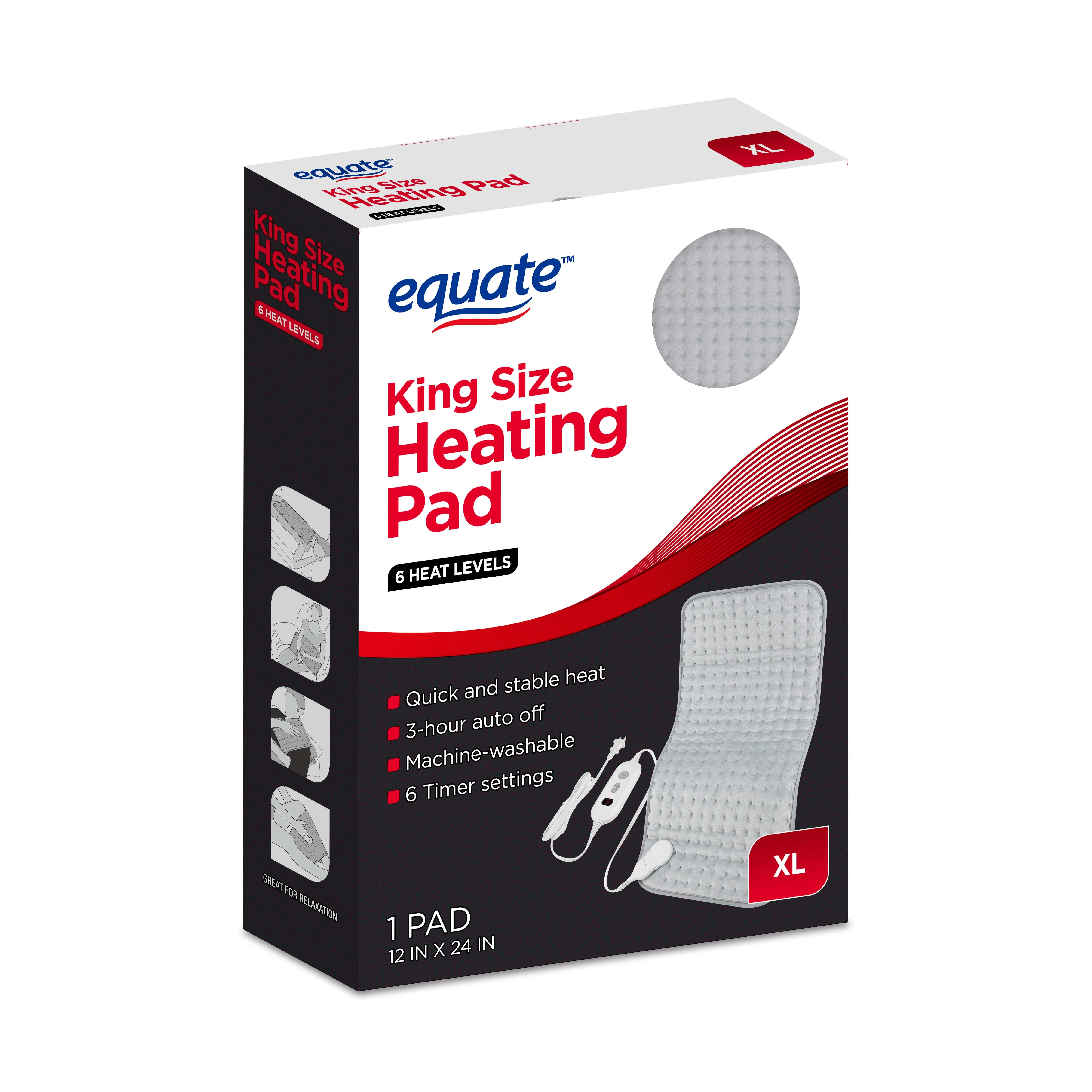 Equate XL Electric Heating Pad, 6 Heat Settings with Auto Shut off, 12 x 24 in | Walmart (US)