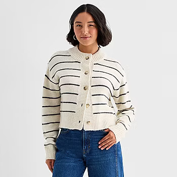 new!a.n.a Womens Crew Neck Long Sleeve Button Cardigan | JCPenney