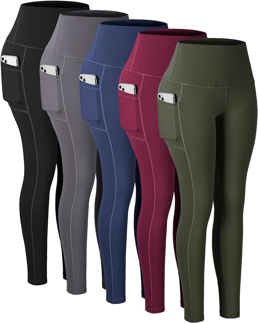CHRLEISURE Leggings with Pockets for Women, High Waisted Tummy Control Workout Yoga Pants | Amazon (US)