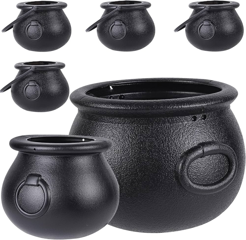 6 in 1(8.5", 5.5", 4pcs 2.8") Package Halloween Large Cauldron, Black Plastic Witch Cauldron Kett... | Amazon (US)