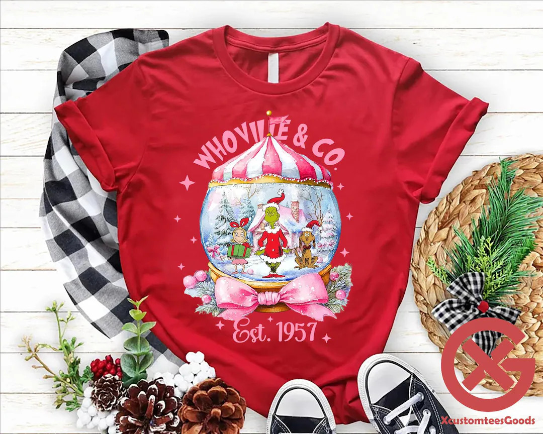 Retro Pink Grinchmas Shirt,whoville and Co Est 1957 Shirt,grinch Max Cindy Lou Christmas Kids Shi... | Etsy (US)