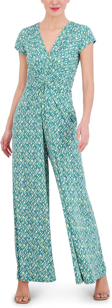 Vince Camuto womens Printed Twist Front JumpsuitCasual Dress | Amazon (US)