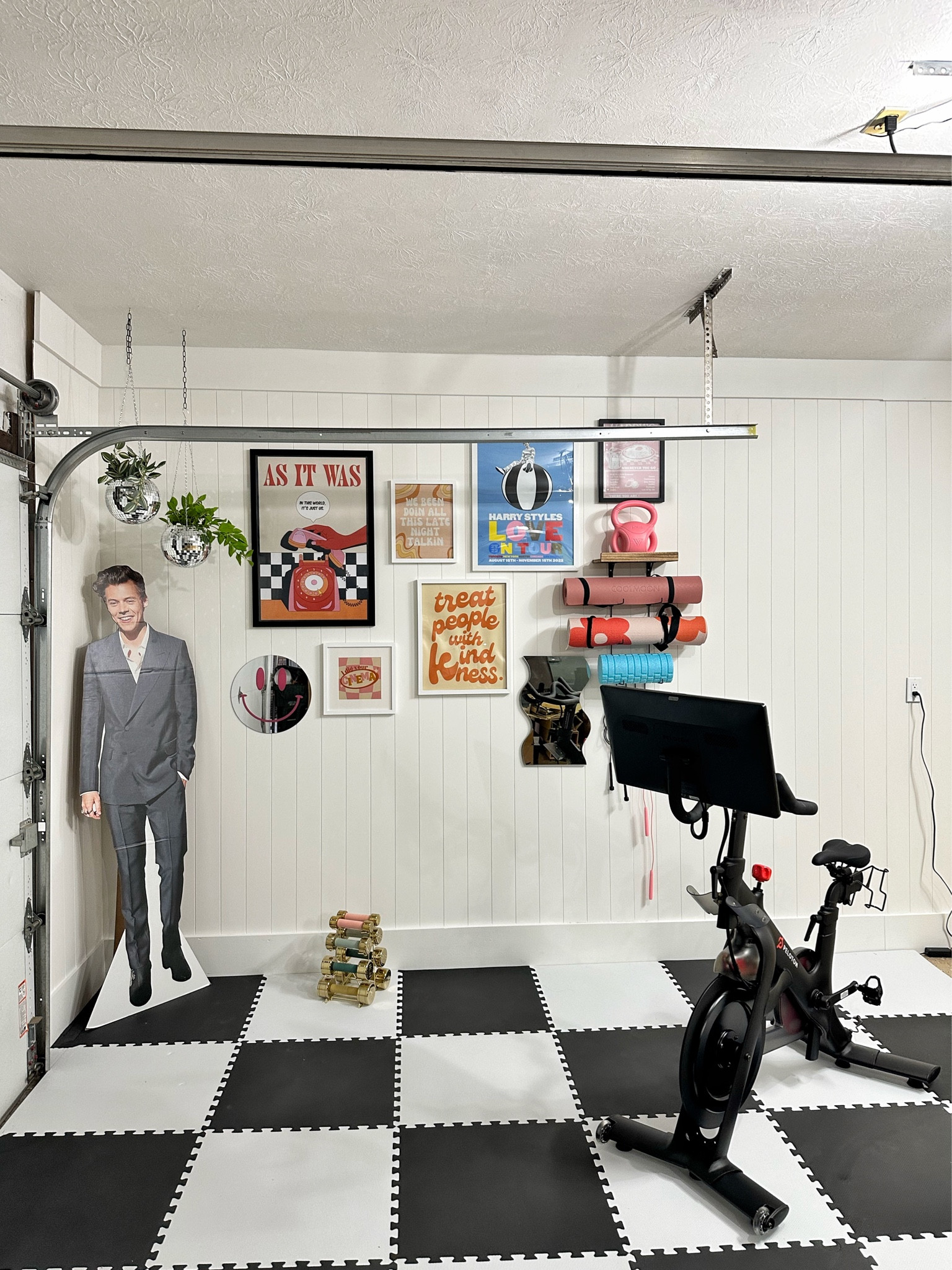 Harry Styles themed home gym? I think so! This foam flooring is seriously such good quality!! #harrystyles #homegym #gym 

#LTKunder100 #LTKhome #LTKunder50