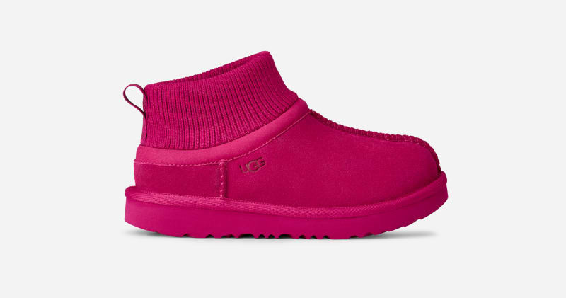 UGG® Kids' Classic Ultra Stretch Cuff Suede/Textile/Recycled Materials Classic Boots in Dark Peony, Size 3K | UGG (US)
