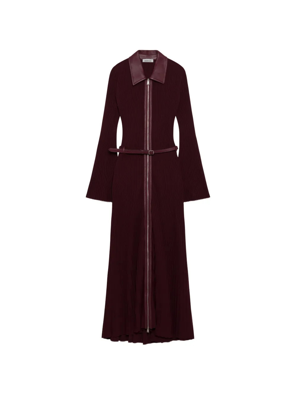 SIMKHAI Ismelle belted ribbed-knit midi dress - Red | Farfetch Global