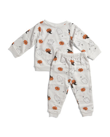 Toddler 2pc Pumpkin Ghost Print Terry Sweatsuit | TJ Maxx