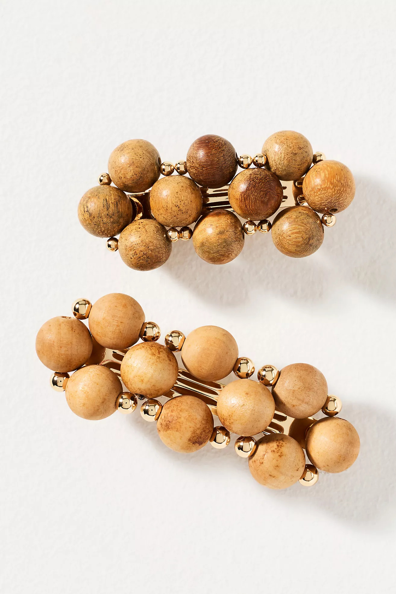Wood Beaded Barrettes, Set of 2 | Anthropologie (US)