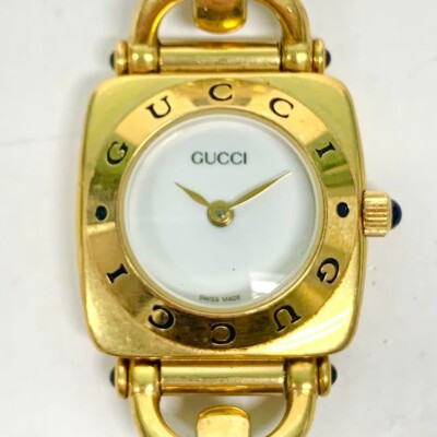 GUCCI Horsebit 6300L White Dial Woman's Quartz Watch Analog Gold Black Tested | eBay US