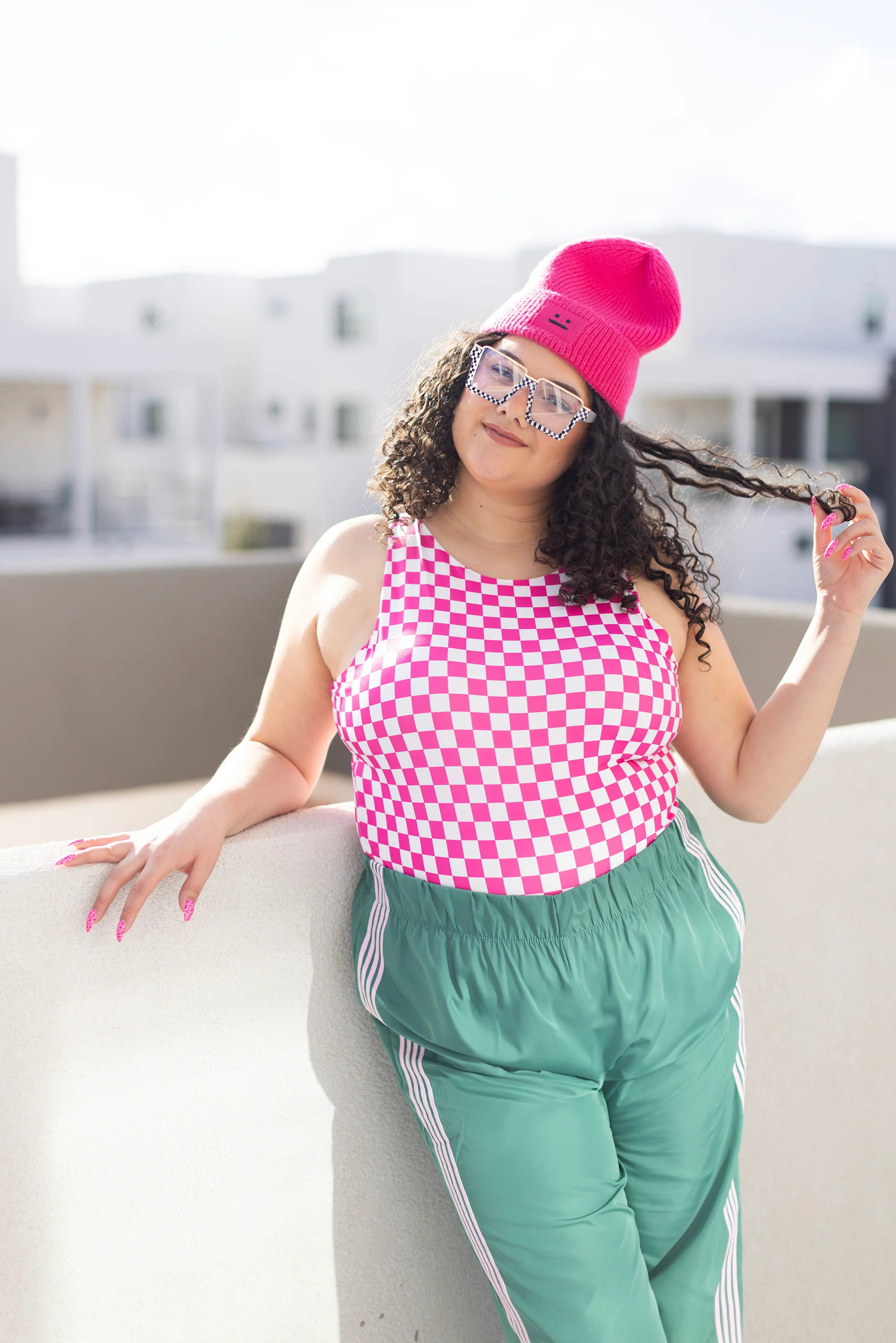 Play It Cool Bodysuit - Pink Checkered | WKNDchasers