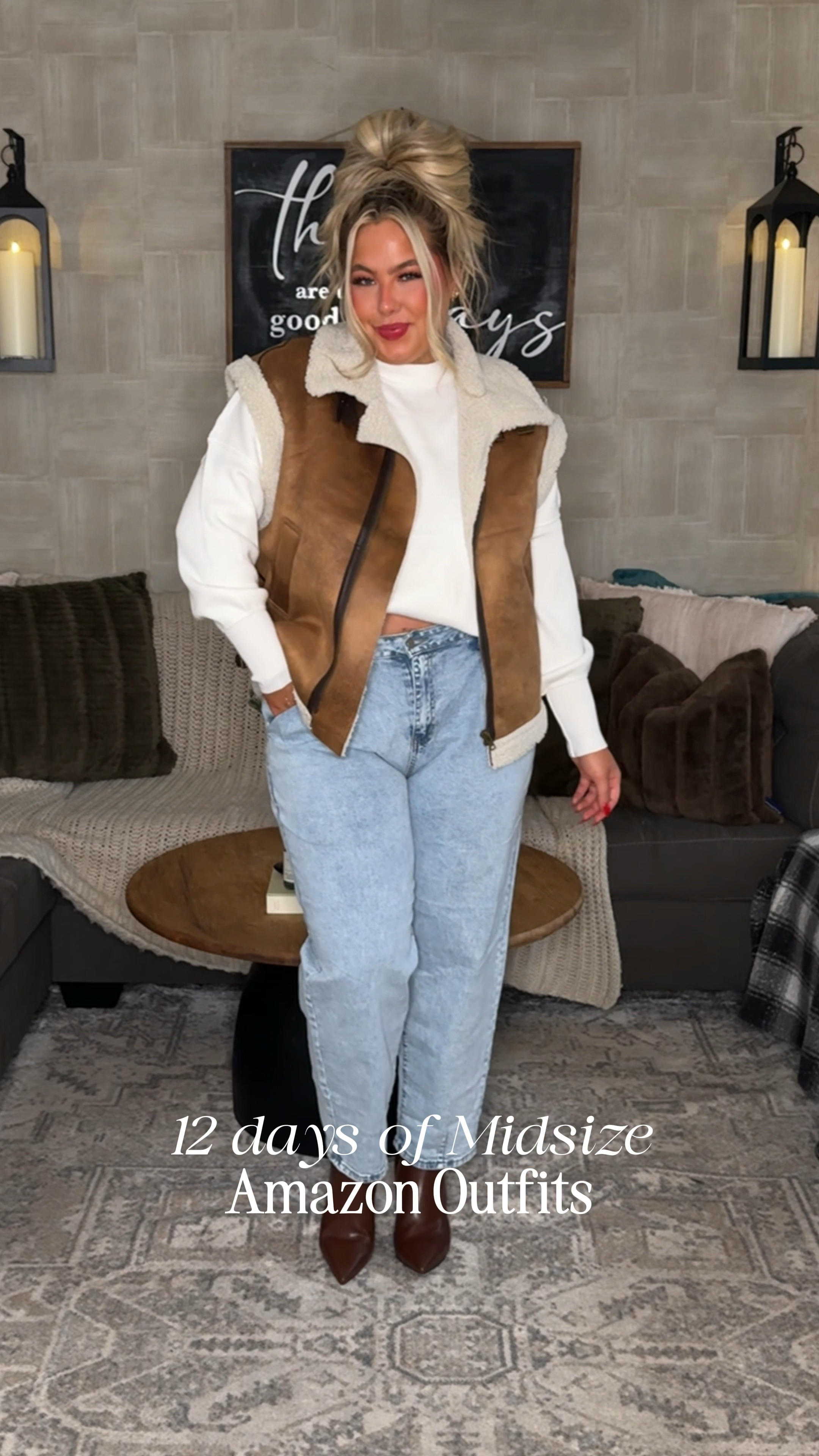 16 JEANS
XL SWEATER
XL VEST
BOOTS TTS (fit up to 17” calf)

12 days of midsize Amazon outfits, Amazon finds, midsize fashion.

#LTKSeasonal #LTKHoliday #LTKMidsize