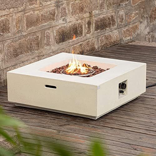 Amazon.com: COSIEST Outdoor Propane Fire Pit Coffee Table, 35-inch Square Concrete Base w 50,000 ... | Amazon (US)