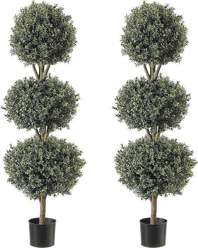 Northwood Calliger 4.6' Artificial Topiary Double & Triple Ball Boxwood Trees Highly Realistic Po... | Amazon (US)