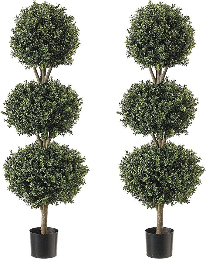 Northwood Calliger 4.6' Artificial Topiary Double & Triple Ball Boxwood Trees Highly Realistic Po... | Amazon (US)