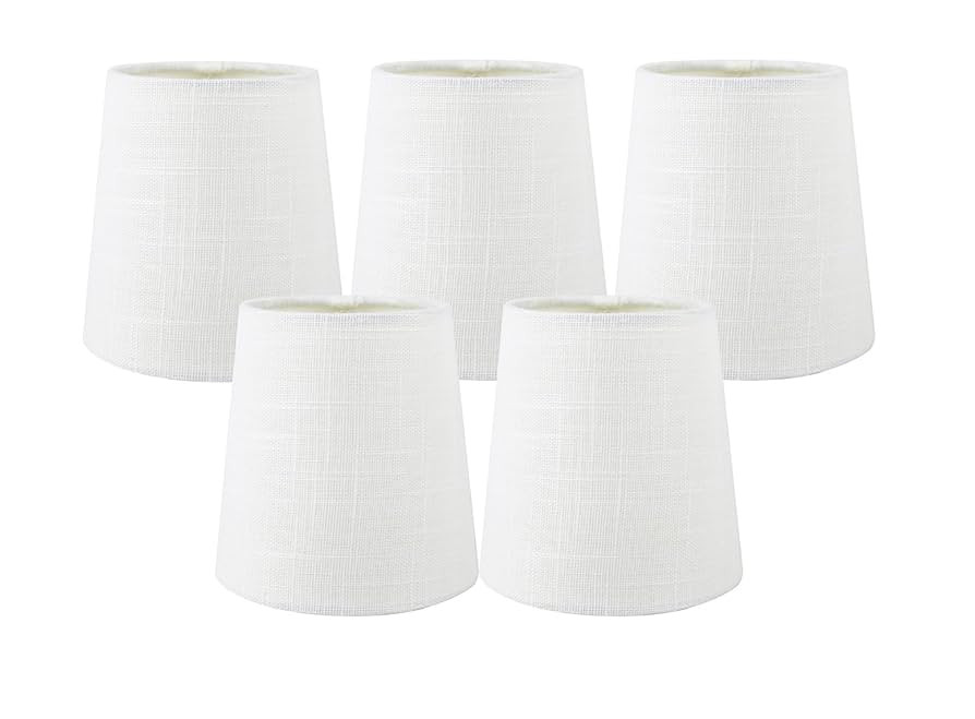 Meriville Set of 5 Off White Linen Clip On Chandelier Lamp Shades, 3.5-inch by 4.5-inch by 4.5-in... | Amazon (US)