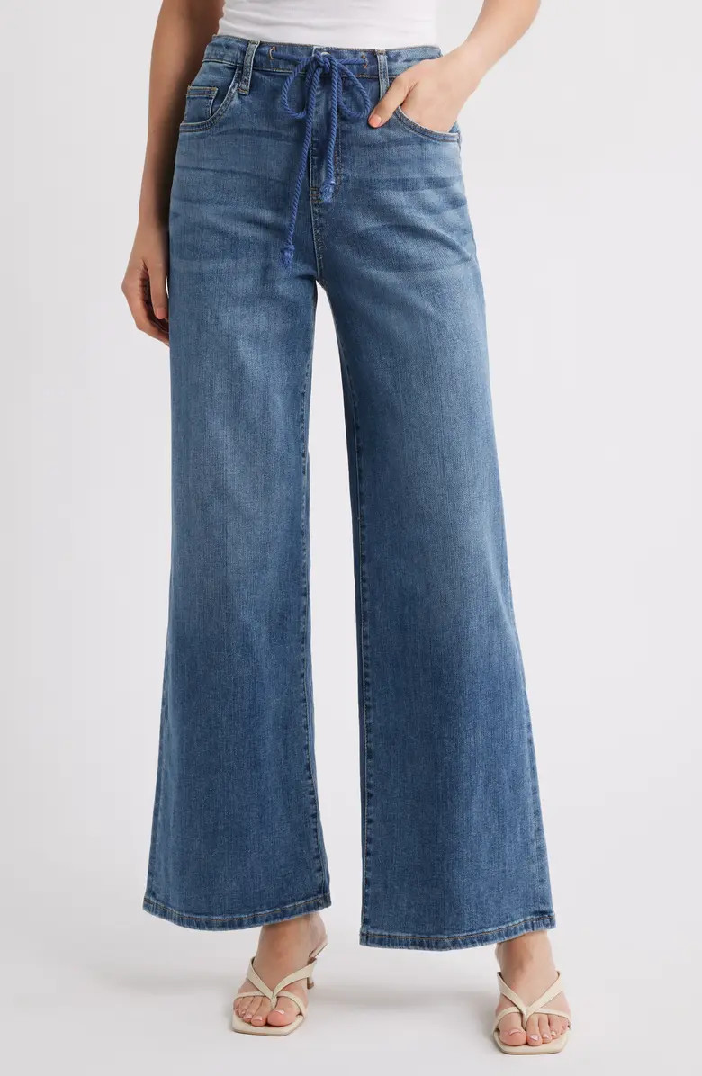 Mighty Drawstring High Waist Wide Leg Jeans | Nordstrom