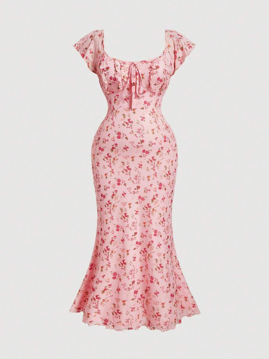 SHEIN MOD Plus Size Women Ditsy Floral Long Dress, Summer Dress, Vacation Dress,Grad Dress,Dresse... | SHEIN