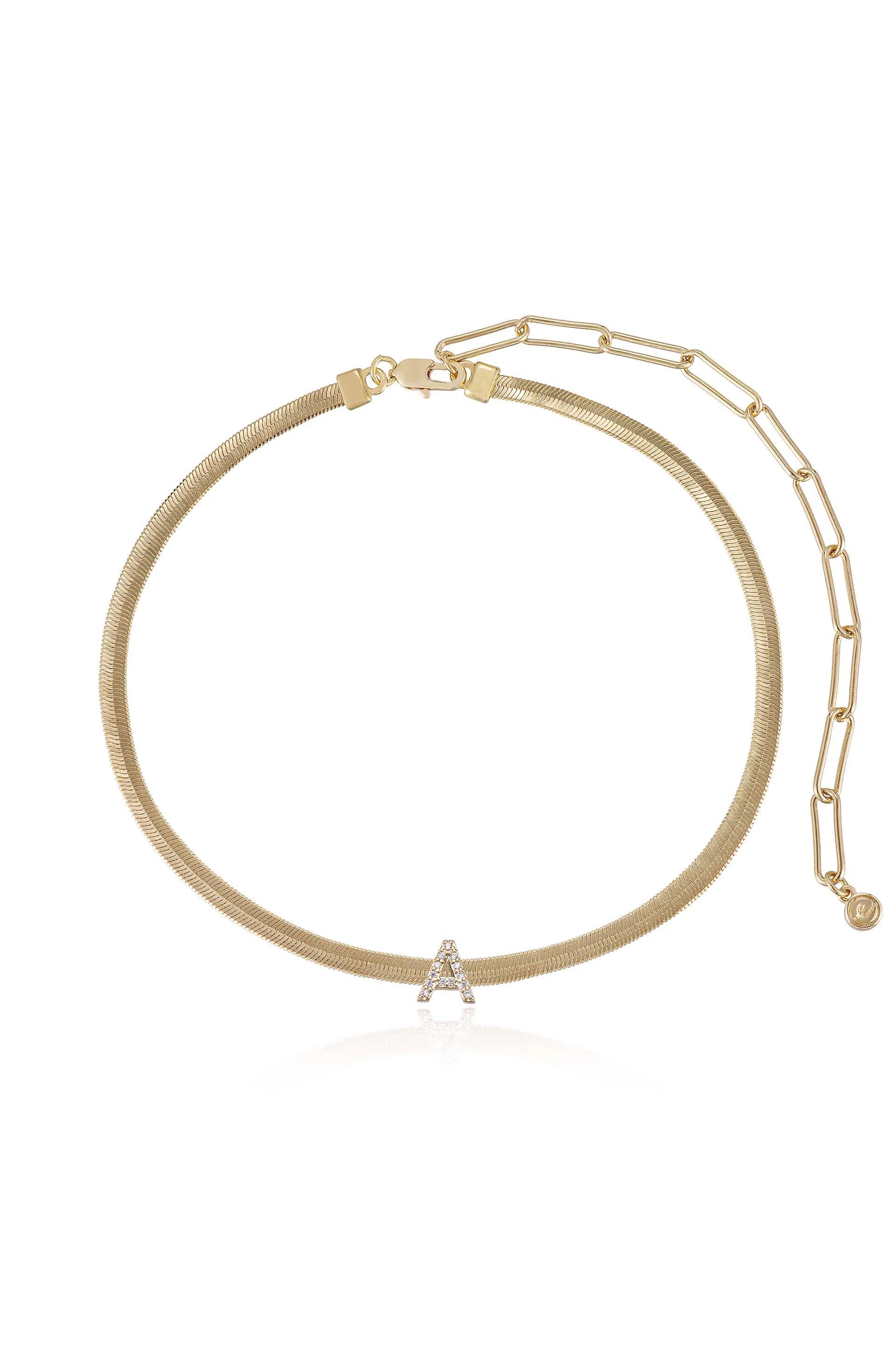 Initial Herringbone 18k Gold Plated Necklace | Ettika