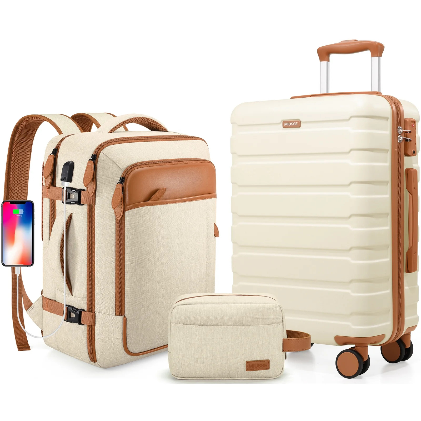 MIUSSE Carry on Luggage Set 3 Piece Hard Shell Luggage Sets with YKK Zipper Spinner Wheels TSA Lo... | Walmart (US)