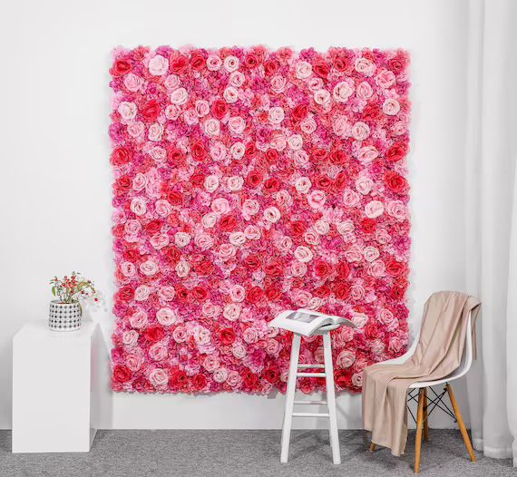 Pink Lover Flower Wall 3-D Artificial Flower Panel Home Shop - Etsy | Etsy (US)