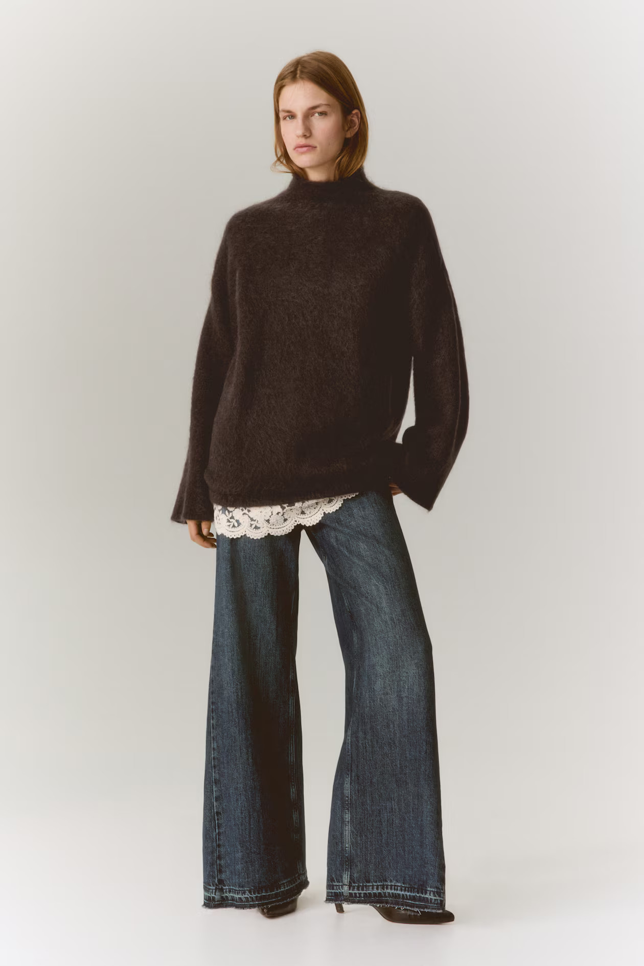 Lace-trimmed mohair-blend jumper | H&M (FR, IT, ES, PT, BE)