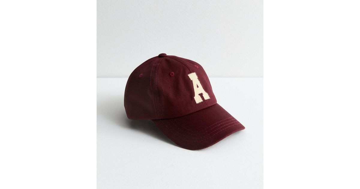Burgundy Collegiate Varsity Letter A Cap  | New Look | New Look (UK)