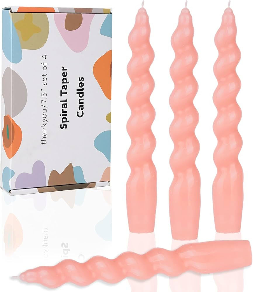 LPUSA Pink Spiral Taper Dinner Candles Conical Stick Candles Wax Unscented Dinner Candle Dripless... | Amazon (US)
