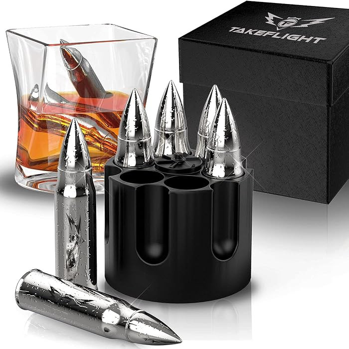 Metal Whiskey Stones - Valentines Day Gift for Him | 6 Steel Whiskey Rocks | Metal Ice Cubes to C... | Amazon (US)