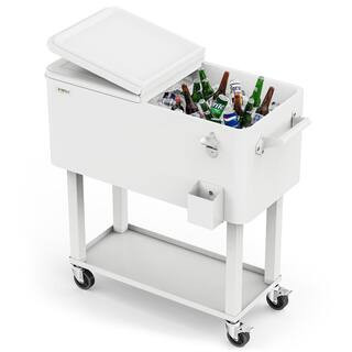VINGLI 80 qt. Rolling Cart on Wheels, Patio Cooler for Party, Ice Chest with Shelf, Bottle Opener... | The Home Depot