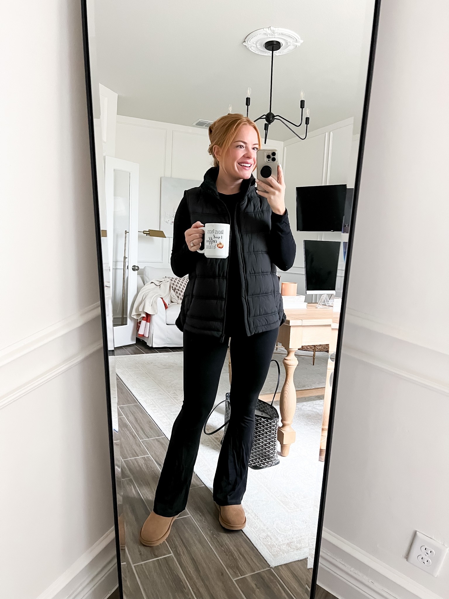 Todays casual work from home outfit! Wide leg leggings and vest are on sale!

#LTKSeasonal #LTKstyletip #LTKsalealert