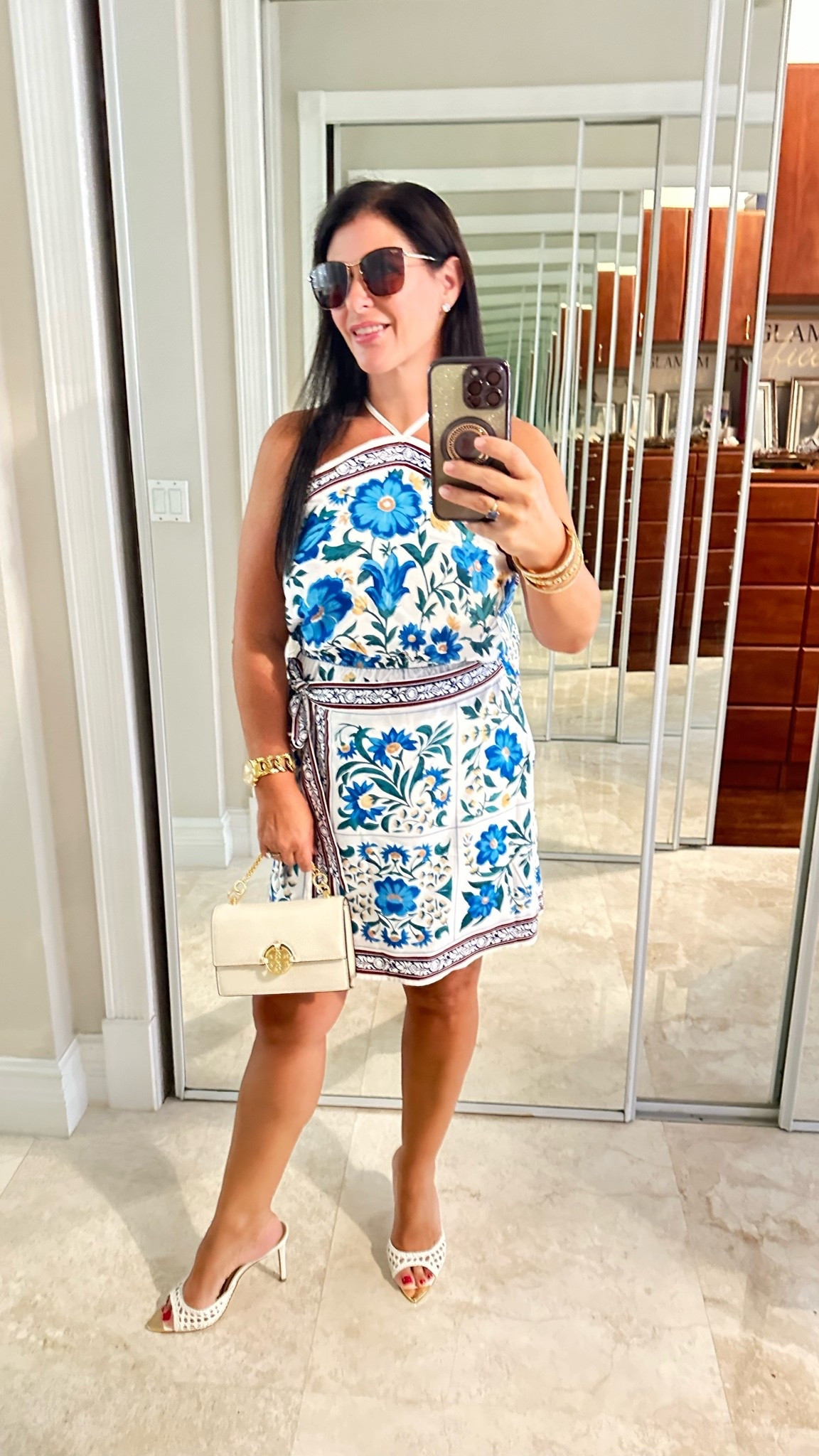 Blue florals, white accessories, and summer sunshine. 💙🤍 This might be my favorite dress of the season. Linking everything for you! #LTKStyle #SummerOutfit