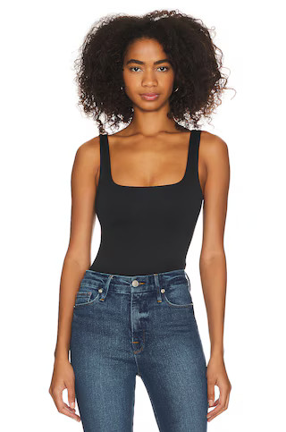 Good American Scuba Modern Tank Bodysuit in Black001 from Revolve.com | Revolve Clothing (Global)