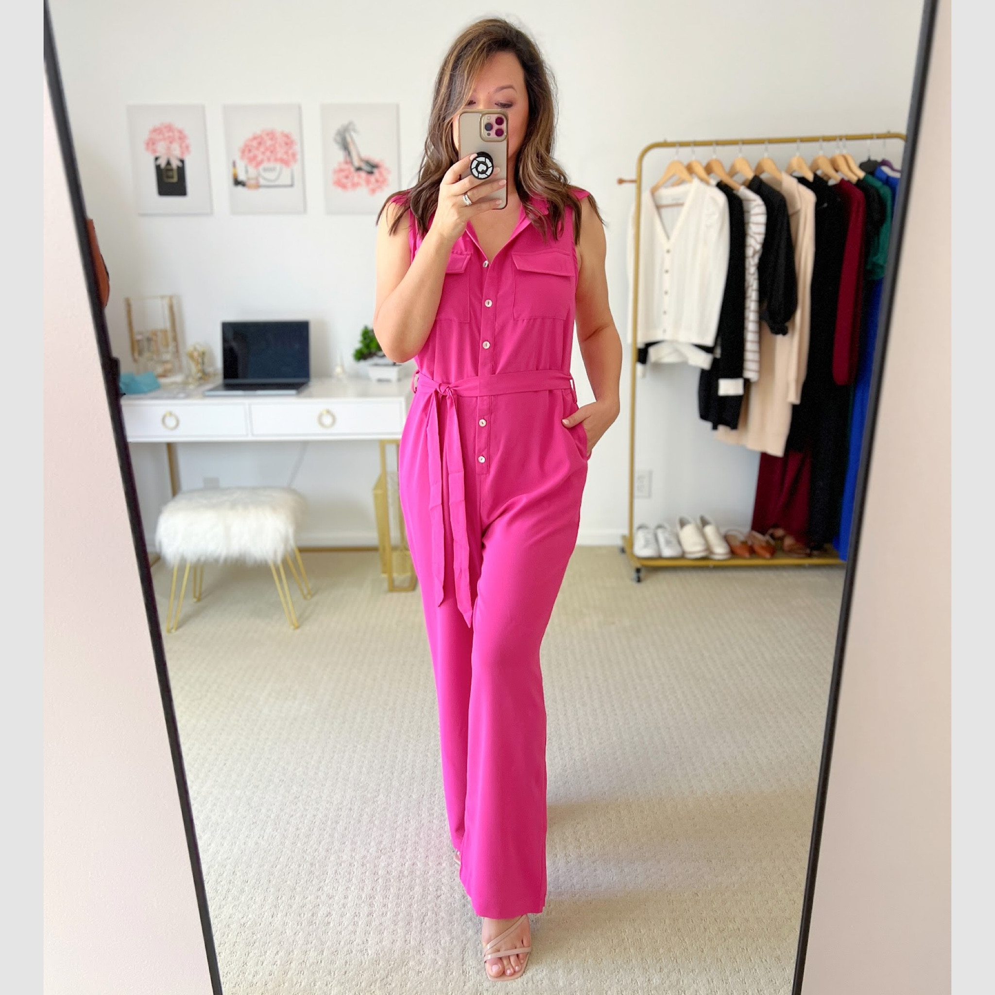 This belted jumpsuit in the color rose red is absolutely gorgeous for spring. 🌸

#LTKfindsunder50 #LTKmidsize #LTKover40