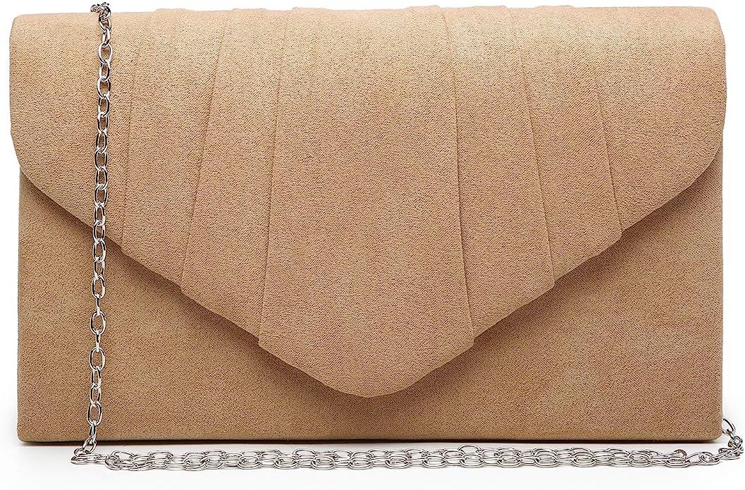 Dasein Women's Evening Bag Pleated Envelope Clutch Handbag Wedding Party Bridal Purse | Amazon (US)