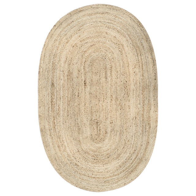 nuLOOM Rigo Hand Woven Farmhouse Jute Area Rug, Oval 3' x 5', Natural | Walmart (US)
