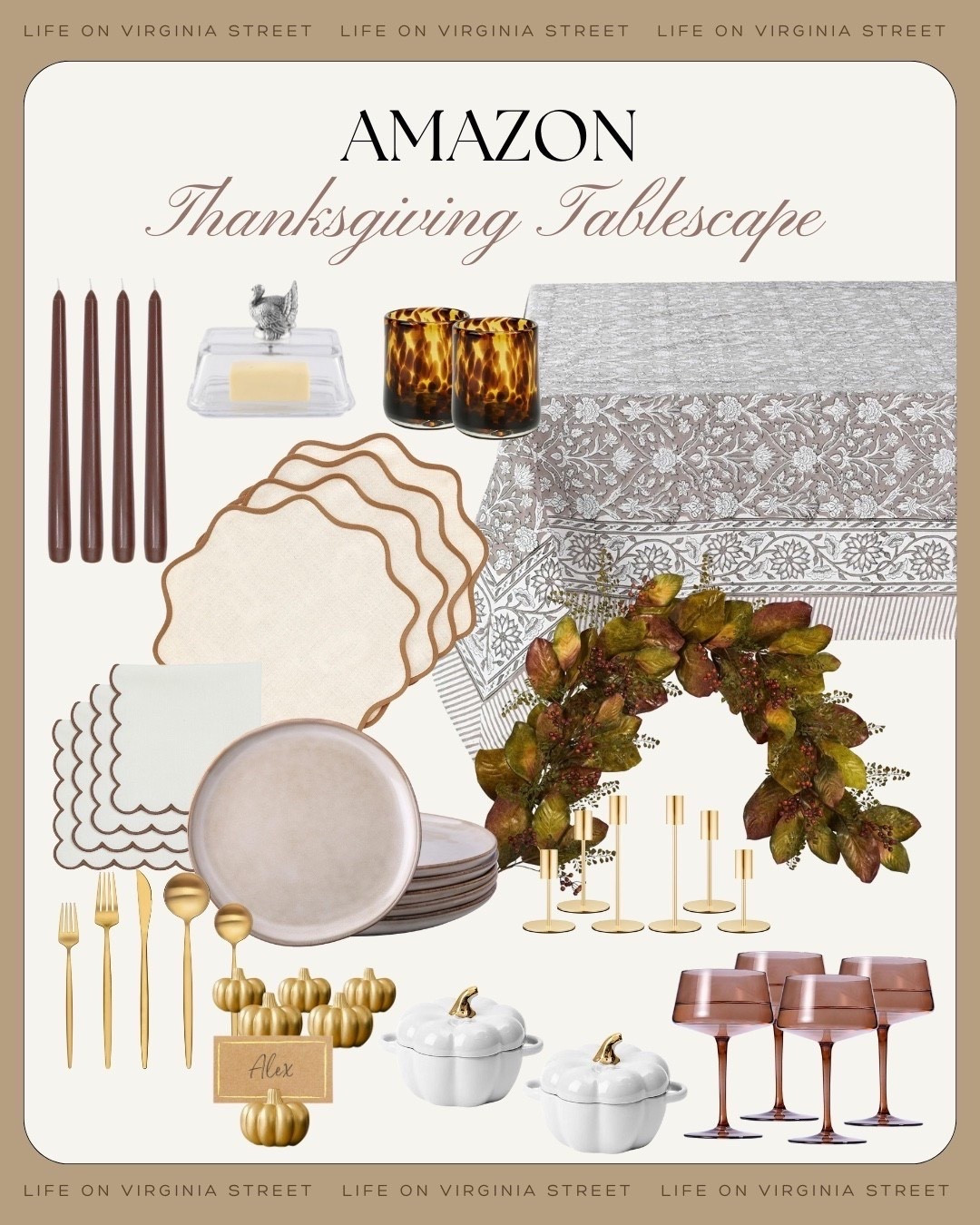 Amazon Thanksgiving Tablescape 🙌🏻🙌🏻

Call, tablescape, home decor, dining room, decor, dining room, table, scape, Thanksgiving, Thanksgiving colors, tapered, candles, garland, wine 

#LTKHome #LTKHoliday #LTKStyleTip
