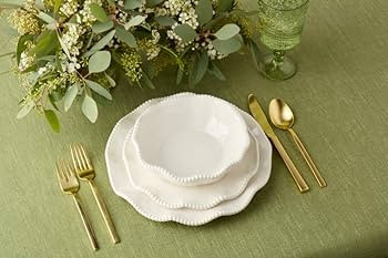 Perlette Off-White Beaded 12-Piece Dinnerware Set – Includes 4 Dinner Plates, 4 Salad Plates, 4... | Amazon (US)