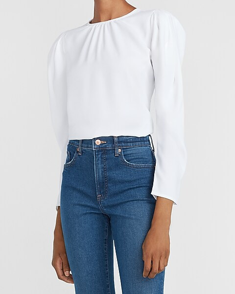 Pleated Puff Sleeve Top | Express