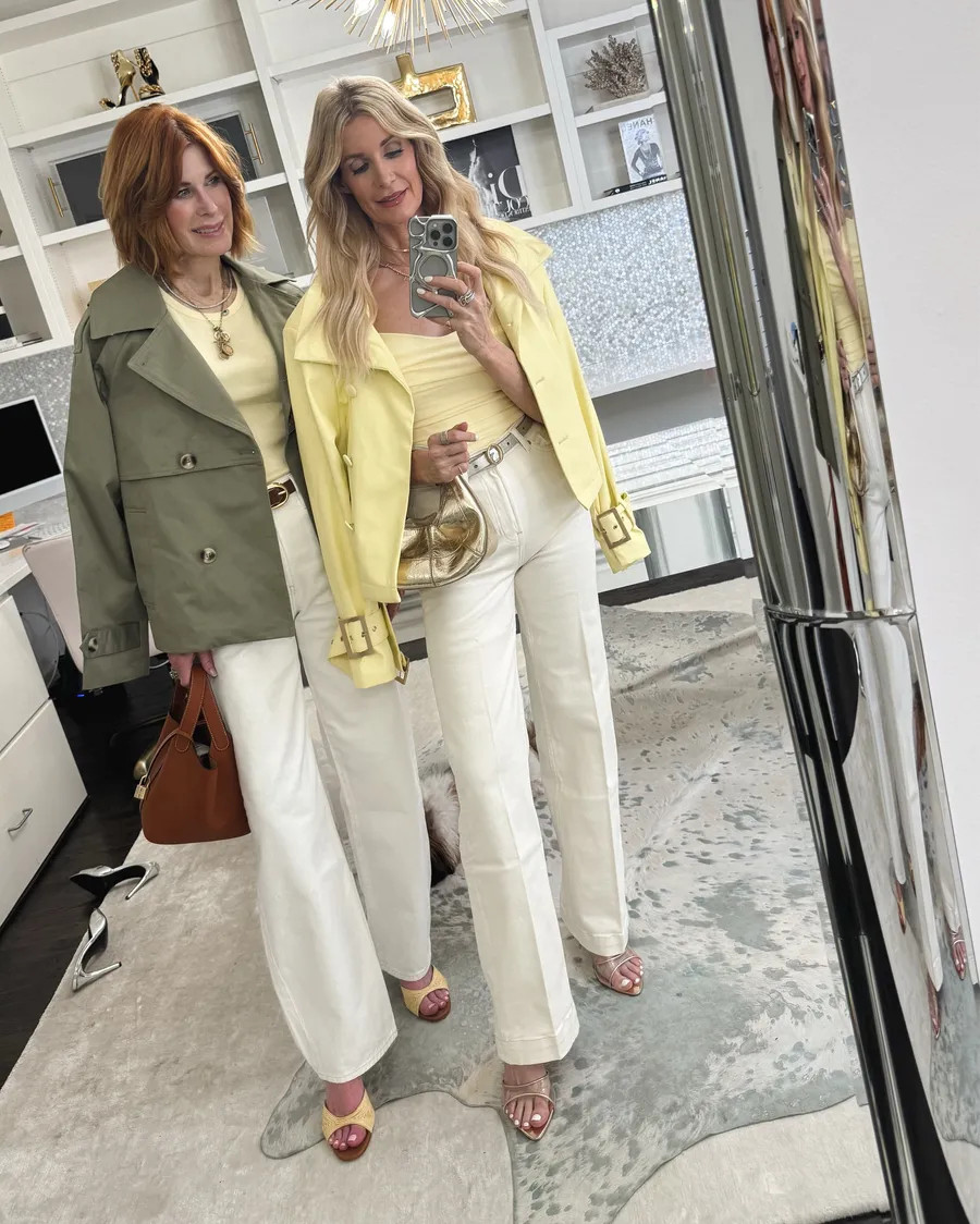 Trending now 🤍 butter yellow is the must-have color this season and this look is such an easy way to wear it with a chic jacket and flattering denim ✨ I’m wearing an XS in the jacket and top and a 24 in the denim, everything fits TTS 

 #LTKSeasonal #LTKOver40 #LTKootd